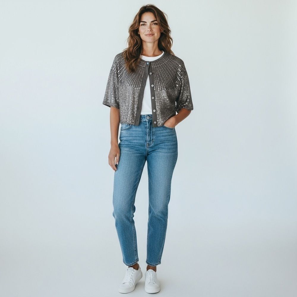 Vintage Karen Millen Metallic Sequin Cardigan